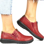 Mokasyny damskie - PÓŁBUTY DAMSKIE NA KOTURNIE VINCEZA COMFORT LINE 87726 BORDO CZERWONE - miniaturka - grafika 1