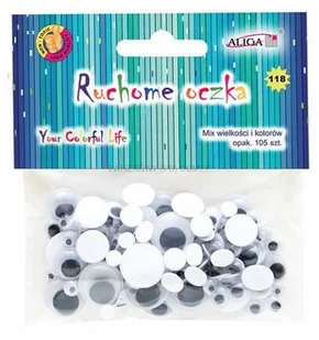 RUCHOME OCZKA 5mm/7mm/10mm/14mm/7- 10mm/10-15mm SAMOPRZYLEPNE ALIGA 105szt. - Zabawki kreatywne - miniaturka - grafika 1