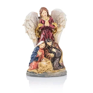 Anioł w bordowej sukni ze Świętą Rodziną | Classic - Ozdoby bożonarodzeniowe - miniaturka - grafika 1