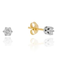 Kolczyki - Złote kolczyki sztyfty diamenty laboratoryjne 2 x 0.20ct pr. 585 - miniaturka - grafika 1