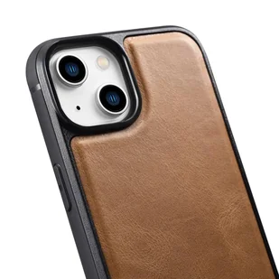 iCarer Leather Oil Wax etui pokryte naturalną skórą do iPhone 14 (kompatybilne z MagSafe) brązowy (WMI14220717-TN) - Etui i futerały do telefonów - miniaturka - grafika 12