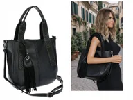 Torebki damskie - Torebka Damska Listonoszka Worek Shopper Torba na Ramię MC669 czarna - miniaturka - grafika 1