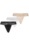 Majtki damskie - Comfo stringi 318 3-pack, Kolor czarny-biały-beżowy, Rozmiar L, Teyli - Intymna - miniaturka - grafika 1