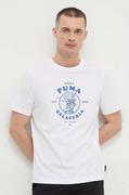 Koszulki męskie - Puma t-shirt bawełniany męski kolor biały z nadrukiem - miniaturka - grafika 1