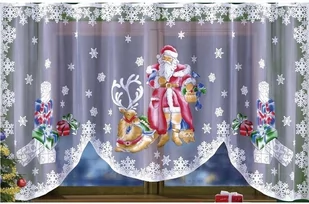 Mikołaj firana świąteczna (malowana), 300x150cm - Firany - miniaturka - grafika 1