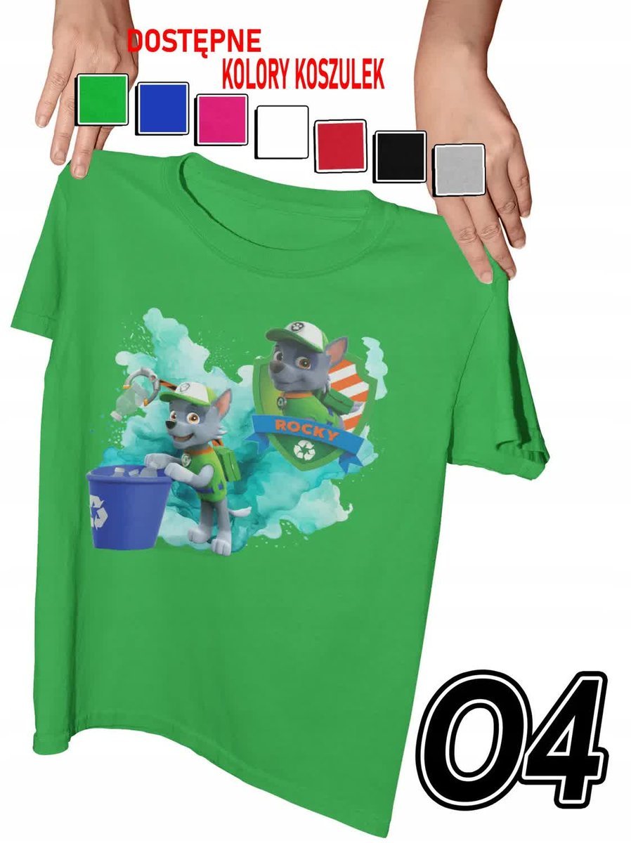 Koszulka Dziecięca Z Nadrukiem Psi Patrol Rocky Pieski Różne - M 134-140