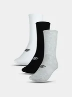 Skarpetki męskie - Skarpetki casual za kostkę (3-pack) uniseks 4F 4FWAW24USOCU353-90S Biały Czarny Szary - miniaturka - grafika 1