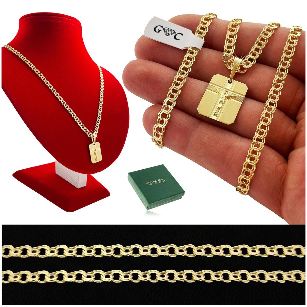 ŁAŃCUSZEK ZŁOTY MĘSKI DIAMENTOWANY PEŁNY 925 + MEDALIK GRAWER 60 cm