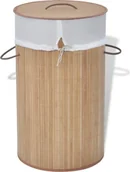 Kosze na bieliznę - Bambusowy kosz na pranie okrągły natura - miniaturka - grafika 1