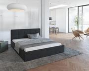 Łóżka - Łóżko tapicerowane RINO - Paris, kolor: black rama, stelaż metalowy podnoszony 140 x 200 - miniaturka - grafika 1