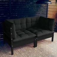 Sofy ogrodowe - shumee 2 osobowa sofa ogrodowa z antracytowymi poduszkami sosnowa - miniaturka - grafika 1