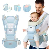 Nosidełka dla dzieci - Nosidełko Wielofunkcyjne 12W1+ Siedzisko Biodrowe Niebieskie - miniaturka - grafika 1