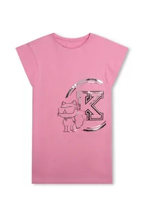 Sukienki i spódniczki dla dziewczynek - Karl Lagerfeld sukienka bawełniana kolor różowy mini prosta - grafika 1