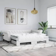 Sofy i kanapy - vidaXL Sofa rozsuwana z materacami, biała, 90x200 cm, sztuczna skóra - miniaturka - grafika 1