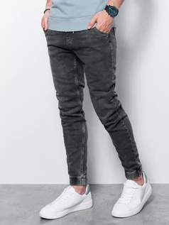 Spodnie męskie - Spodnie męskie jeansowe joggery - szare OM-PADJ-0106 - grafika 1