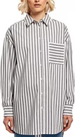 Koszulki i topy damskie - Urban Classics Damska koszulka oversize w paski, biała/ciemna, rozmiar 3XL, Biały/ciemnoszare cienie, 3XL - miniaturka - grafika 1