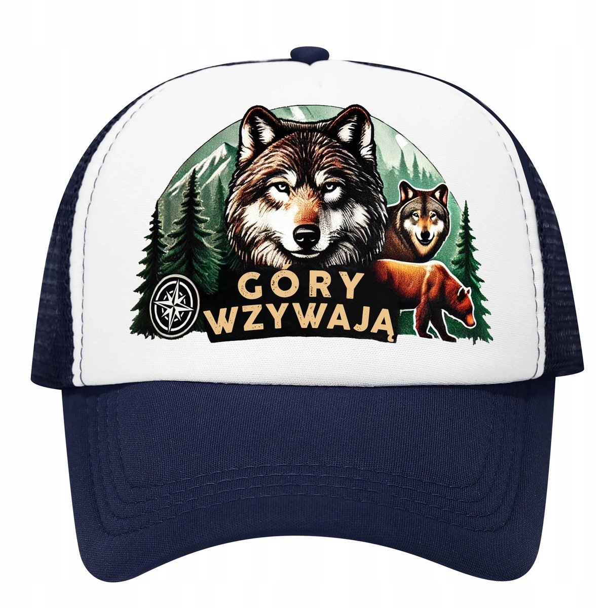 Czapka z daszkiem trucker siateczka tirówka GÓRY WZYWAJĄ wilk las w góry 08