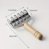 Inne - TEMU 1 szt. Sześciokołowa foremka do ciastek, krajalnica do makaronu, narzędzie tnące ze stali nierdzewnej z falistym drewnianym uchwytem, ​​ręczne - miniaturka - grafika 1