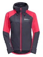 Kurtki i kamizelki sportowe damskie - Jack Wolfskin Kurtka przeciwdeszczowa "Morobbia" w kolorze różowo-szarym - miniaturka - grafika 1