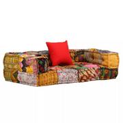 Sofy i kanapy - vidaXL 2-osobowa modułowa sofa z podłokietnikami, patchworkowa - miniaturka - grafika 1