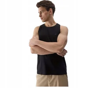 Koszulka męska tank top bez rękawów czarny 4F WSS24 TSLEM076 - Koszulki męskie - miniaturka - grafika 1