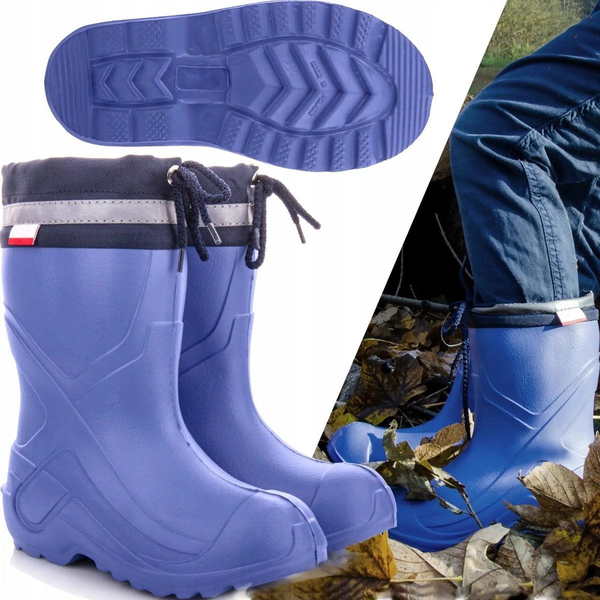 Kalosze piankowe dziecięce lekkie eva GUMIAKI POLSKIE z ściągaczem 26/27