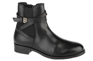 Botki damskie - Tommy Hilfiger Hardware On Belt Flat Boot FW0FW05967-BDS, damskie sztyblety czarne - miniaturka - grafika 1