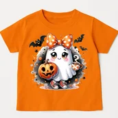 Koszulki dla dziewczynek - Pomarańczowa koszulka z dynią na Dzień Dyni - duszekdynia3 - miniaturka - grafika 1