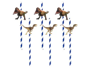 Słomki papierowe T-Rex - 20 cm - 6 szt. - Słomki do napojów - miniaturka - grafika 1