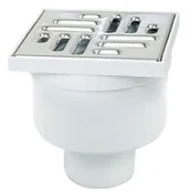 Odwodnienia, kanały i akcesoria - Wpust z metalową kratką z prostym odpływem popiel/Srebrny 10 x 10 x 11,8 cm MAXPOL - miniaturka - grafika 1