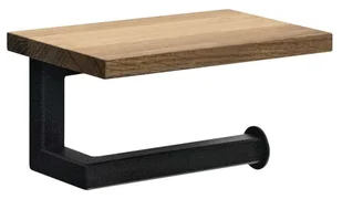 Sapho Ska - Uchwyt na papier toaletowy z półką, czarny/dąb SKA421 - Stojaki i wieszaki na papier toaletowy - miniaturka - grafika 1