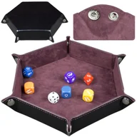 Gry planszowe - Tacka na Kości Ciemnobrązowa Red Coffee Sześciokątna Hex Dice Tray RPG gry planszowe - miniaturka - grafika 1