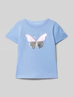 Koszulki dla dziewczynek - T-shirt z o kroju regular fit z interaktywnym wzorem z cekinami - miniaturka - grafika 1