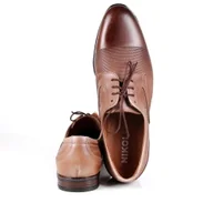 Półbuty męskie - Półbuty Wizytowe Ze Skóry Nikol 419 Perforowane Beżowe - miniaturka - grafika 1