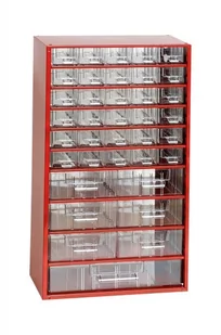 Metalowa szafka z szufladami, 37 szuflad, czerwony - Regały biurowe - miniaturka - grafika 1