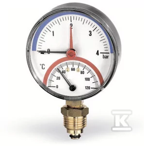 Termomanometr F+R 818 R80/120stopni C, 0-4 bar z przyłączem dolnym 1/2" - Akcesoria grzewcze - miniaturka - grafika 1