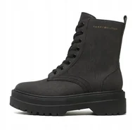 Botki damskie - Tommy Hilfiger Botki Damskie Szare Logo 39 1Żch - miniaturka - grafika 1