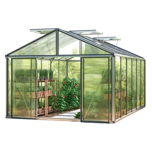 GFP szklarnia Asteria 24 Premium 311x460 cm - grube panele poliwęglanowe ok. 16 mm - kolor: aluminium naturalne - Szklarnie ogrodowe - miniaturka - grafika 1