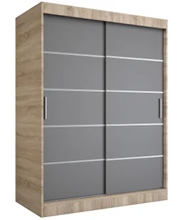 Szafa przesuwna dąb sonoma + antracyt 150 cm L2-D16 - Szafy - miniaturka - grafika 1