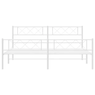Metalowa rama łóżka z wezgłowiem i zanóżkiem, biała, 200x200 cm Lumarko! - Łóżka - miniaturka - grafika 5