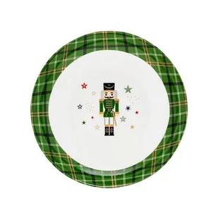 Talerz deserowy Xmas 20 cm dziadek do orzechów biało-zielony - Talerze - miniaturka - grafika 1