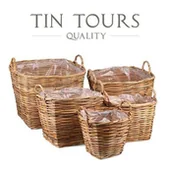 Donice - KOMPLET 5 KWADRATOWYCH KOSZY RATTANOWYCH Z UCHWYTAMI - miniaturka - grafika 1