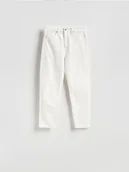 Spodnie damskie - Reserved - Jeansy mom fit slim - złamana biel - miniaturka - grafika 1