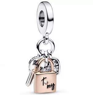 Charms zawieszka z kluczem kłódką i sercem s925 - Wisiorki - miniaturka - grafika 1