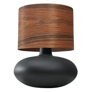 Drewniana lampka stołowa Sawa 41138118 Kaspa brązowa czarna - Lampy stojące - miniaturka - grafika 1