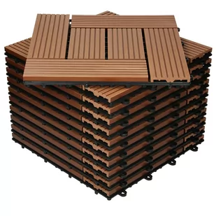 Płytki tarasowe 30x30 cm zestaw 11 na 1 m² jasnobrązowe z WPC - Podesty i deski tarasowe - miniaturka - grafika 1