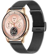 Smartwatch - Hagen HB13.110.144 Smartwatch HB13 Różowe Złoto na Czarnej Bransolecie - miniaturka - grafika 1