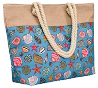 Torebki damskie - Wzorzysta torba plażowa shopper wzór morski, niebieski - miniaturka - grafika 1