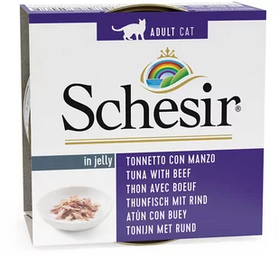 Korzystny zestaw Schesir w galarecie, 12 x 85 g - Tuńczyk z filetem wołowym - Mokra karma dla kotów - miniaturka - grafika 1
