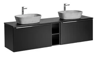 Szafki łazienkowe - Szafka łazienkowa z umywalką, Santa Fe, 180x46x46 cm, czarny, mat - miniaturka - grafika 1